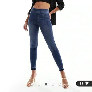 Spanx shape and lift distressed skinny jeans in medium wash blue